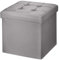 BRIAN & DANY Folding Storage Ottoman, Faux Leather Cube Foot Rest Stool with Cover, Storage Chest with Highly Elastic Sponge Filling, Gray, 38 x 38 x 38 cm