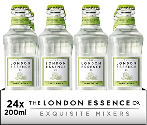 The London Essence, Co. Blood Orange & Elderflower Tonic, Premium Cocktail Mixer, 200ml, Pack of 24 bottles, No Artificial Colours Preservatives or flavours, Low Calorie