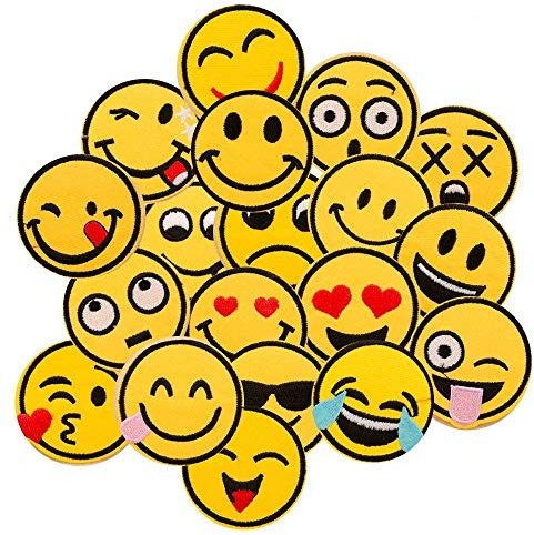 LANGING 20 Stück Emoji Expression Applizieren Aufnäher Bügelbild Flicken Patches Zum für T Shirt