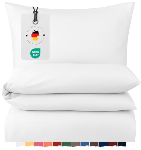 Carpe Sonno Mako Satin Bettwäsche 155x220 cm Uni – Weiß Baumwolle | Einfarbige Hotelqualität aus 100 % gekämmter Baumwolle | Bettbezug mit Reißverschluss + Kissenbezug 80x80 | ganzjährig