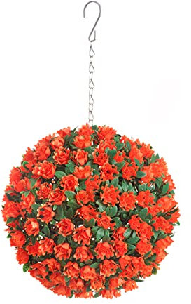 Best Artificial [TM 23 cm Rose Formschnittkugel zum Aufhängen, künstliche Pflanze, UV-Schutz, Orange