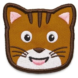 Affenzahn Klett Badge mit verschiedenen Tiermotiven, geeignet für den Daydreamer Abenteuer Rucksack Katze - Braun