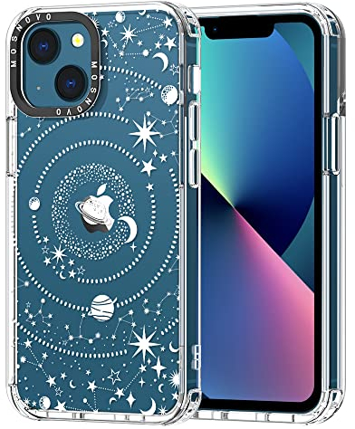 MOSNOVO für iPhone 13 Hülle – Durchsichtige, schlanke, stoßfeste TPU+PC-Handyhülle, [6,6 Fuß Fallschutz/Anti-Abziehen] - Galaxie