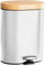 Solly´s 6L Bathroom Bin with Bamboo Lid, Pedal Bin with Soft Close, White
