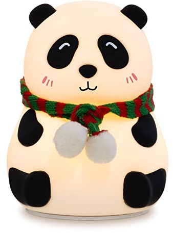 Navaris LED Nachtlicht Panda Design - aufladbar mit Micro USB Kabel - RGB Farbwechsel Kinder Nachttischlampe - Panda mit Schal Schlummerlicht Weiß