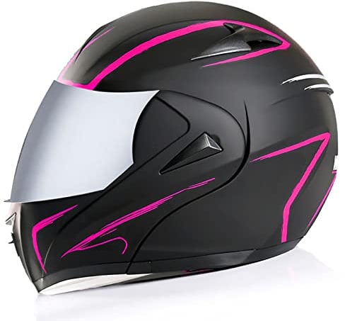 LHBM Motorradhelm Klapphelme Integralhelm,ECE-Zertifiziert mit Doppelvisier Sonnenblende Klapphelm Motorradhelm Integralhelm Outdoor Schutzhelm für Erwachsene Damen Herren D,XS=53~54cm