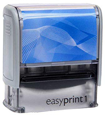 Adress-Stempel Textstempel easyprint 1 (Abdruckfarbe blau) - 38x14mm - 4 Zeilen - Wunschtext