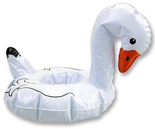 VFM - Inflatable Swan Drink Holder Novelty Swimming Pool Hot Tub Super Fun White Swim Accessory for Adults Or Kids Beach Holiday Summer Toy - Wild 'N Wet