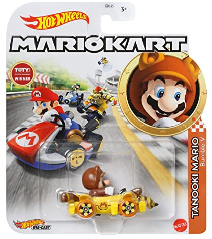 Hot Wheels DieCast TANOOKI Mario Bumble V von Super Mario Kart - Maßstab 1:64 Länge 5 cm