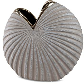 Dekorative Blumenvase Vase Steckschale Dekogefäss 19x19cm Sand-Gold