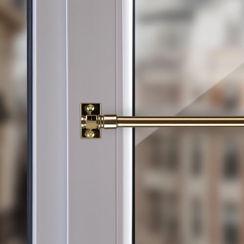 Tringle à Rideaux Extensible 50-225 cm pour Bistrot et Rideaux Légers - Supports de Serrage Inclus (Doré/50-75 cm)