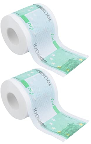 STOBOK Toilettenpapier 2 Lustiges Toilettenpapier 100 Euro Geld Bedrucktes Toilettenpapier Neuheit Badezimmerpapier Für Männer Geburtstag Party Geschenk Grün Papiertücher