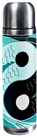Isolierte Wasserflasche Edelstahl-Wasserflaschen Metall-Wasserflasche,Yin Yang Klatsch und Fisch