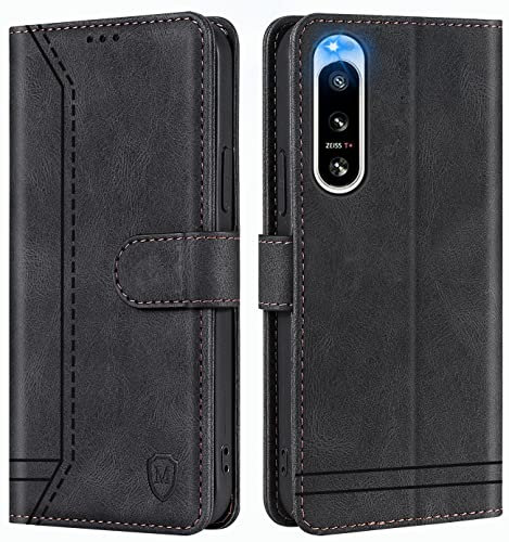 GoodcAcy Handyhülle für Sony Xperia 5 IV Hülle Handyhülle Leder Klappbar Schutzhülle Tasche Wallet Brieftasche Cover Flip Case für Sony Xperia 5 IV Klapphülle Schwarz