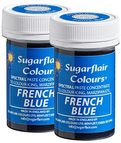 Sugarflair Spectral French Blue Food Colouring Paste, Highly Concentrated for Use with Sugar Pastes, Buttercream, Royal Icing or Cake Mix, Vibrant Colour Dye - 25g (Pack of 2)