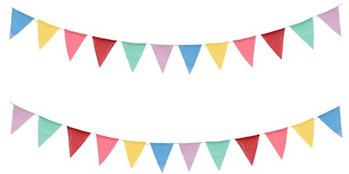 Wimpelkette Outdoor Wetterfest,2 Stück Wimpel Girlande, Wetterfest Stoff Draußen, Wimpelkette Geburtstag für Girlande Klassenzimmer Deko,Einschulung Party Hochzeit Festival(2 Stück 8M)