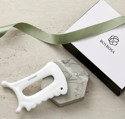 ROYROSA® 로이로사 매직괄사, 100% Ceramic Guasha, Facial and Body Acupuncture Therapy, Reduce fine Lines, Wrinkles and Muscle tensions, Made in South Korea (ROYROSA GUASHA-mini)