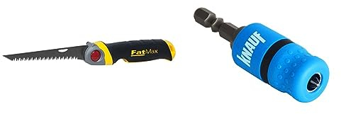 Stanley FatMax Klapp-Stichsäge & Knauf Schraubvorsatz mit Bit-Halter für Akku-Schrauber und Hand-Bohrmaschinen – Trockenbau-Bit Aufsatz zum Versenken von Schnellbau-Schrauben in Gipsplatten, 1 Stück