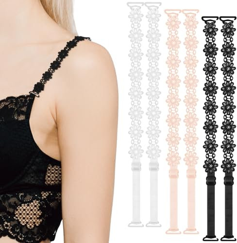 Abeillo 3 Pairs Women's Bra Straps Replacement Elastic Bra Shoulder Straps Non-Slip Lingerie Straps for Women Girls Tops Dress