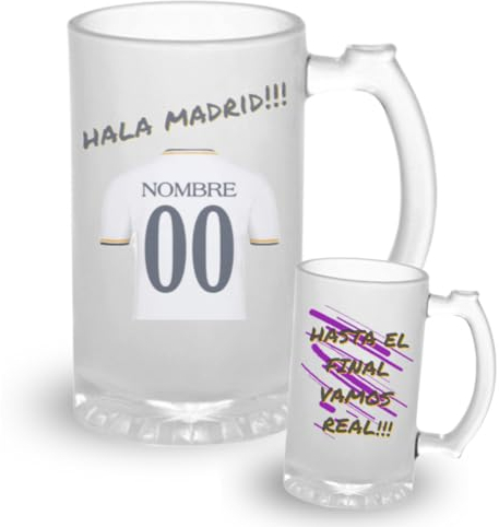 Jarra cerveza personalizada - Regalos originales - Regalos futbol - Camiseta equipos de futbol - Personaliza tu jarra con tu nombre y tu numero - Regalos cerveceros - (Madrid)