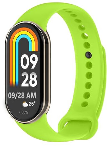 OcioDual Correa de Recambio Compatible con Xiaomi Mi Band 8, de color Verde Lima, Pulsera de Repuesto de Silicona Suave Flexible Sport Goma Transpirable