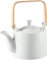 NIUKOMY Vintage Keramik Teekanne mit Sieb, Japanischen Stil Teekannen, Chinesische Teekanne Handmade mit Holzgriff für Losen Tee und Beuteltee, Teebereiter Weiße, 900ML