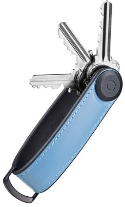 Orbitkey Key Organizer Hybrid Leather | Premium Nappa leather & TPU, Stainless Steel Locking Mechanism, Slim & Quiet Profile, Lake Blue, One size