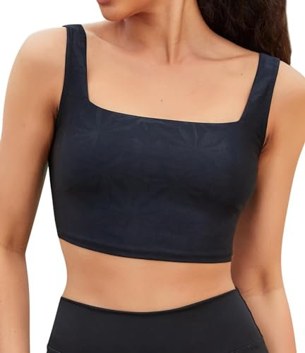 Charmo Women's Bikini Tops Square Neck Bathing Suit Quick Dry UPF 50+ Removable Padded Swim Top