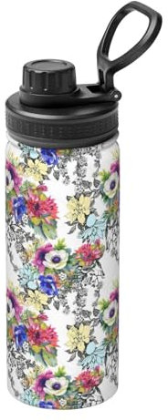 HJLUUFT Vivid Colorful Garden Sports Isolierte Wasserflasche – 530 ml Edelstahl-Isolierung, ideal für Outdoor-Sportarten und Pendeln