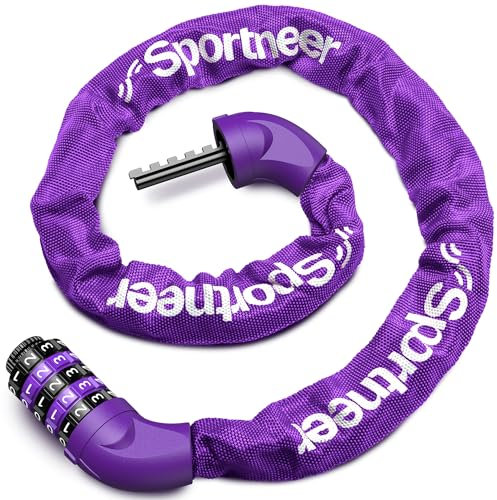 Sportneer High Security Bike Chain Lock - 5-Digit Combination Anti-Theft Lock for Bicycle, Motorcycle, Scooter, Door