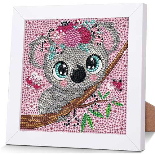 OSLEY Diamond Painting Kinder Set, 5D DIY Cartoon Diamant Painting Bilder, 15x15cm Leinwand und mit 18x18cm Bilderrahmen für Kinder und Mädchen, Erwachsene geeignet