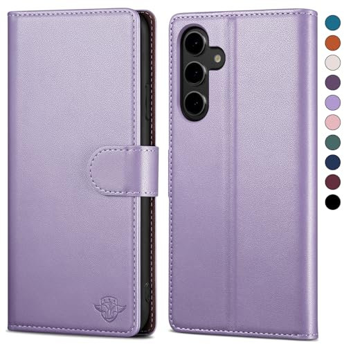 SkyDuck Cover per Samsung Galaxy A55【Slot Carte】【RFID Portafoglio】Cover per Samsung Galaxy A55,con 1 Pellicola Vetro Temperato,uomo donna Pelle Sintetica Custodia telefono per Samsung A55,Viola Lilla