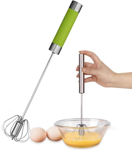 14 Zoll Halbautomatischer Eierschläger, Halbautomatischer Schneebesen für die Küche Quirl Küchengerät(Grün)