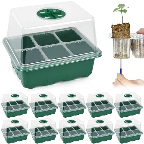 Artcome 10-Pack Seed Starter Tray, 6 Cells Each with Push-Up Ejector - Seed Starter Kit for Rapid Growth and Healthy Seedlings at Home - 60 Cells in Total