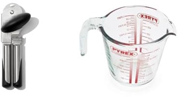 OXO Steel Tin Opener & Pyrex Measuring Jug 500ml | Capacity 568ml / 20 Ounce | P586, Multicolor