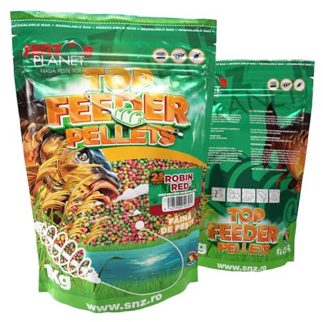 Senzor Planet Köder zum Karpfenangeln, Granulat 2,5 mm, Beutel mit 1 kg, perfekt zum Angeln mit Boilies oder in PVA-Beuteln (Geschmack – Robin Rot)