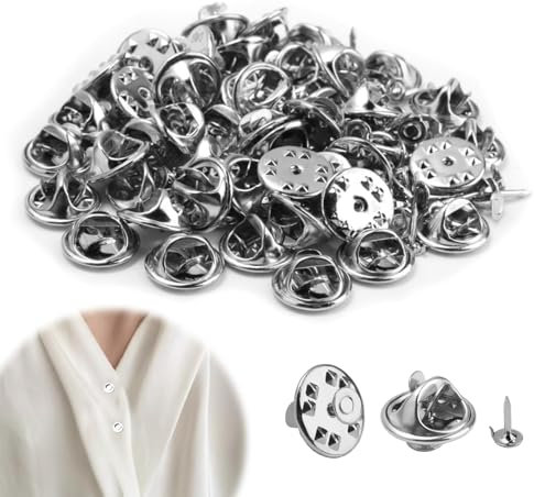 50 Pezzi Chiusure a Farfalla con Spilla, Farfalla Frizione in Rame, Farfalla Pin con Spilla, Chiusure a Farfalla Ferma Spille Pin Backs, per Artigianato e creazione di Gioielli (Argento)