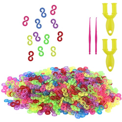 S Clips Rubber Band Clips, Colourful Loom Band Connectors Refills Bracelet Kit for Craft Making DIY Bracelet Connector Weaving Necklace Jewelry Accessories (1000)