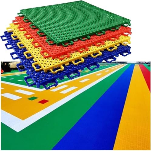 MOZ4dxy Kindergarten DIY Outdoor Sport Court Tiles， Anti Slip And Wear-resistant Modular Interlocking Floor Mats(Blue)