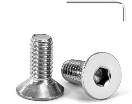 Tunejoy Viti a Testa Svasata M4 x 10 mm Vite a testa svasata Brugola Bulloni in Acciaio Inox A2 V2A Viti a Testa Piatta Norma DIN 7991 con Chiavi a Esagono Filettatura Completa 20 pezzi