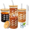 SILRIVES Glasbecher mit Deckel und Strohhalm 4er 350ml,Bubble Gläser,Eiskaffeegläser,Longdrinkgläser,Gerippte Trinkgläser mit Deckel und Strohhalm für Latte Macchiato,Bier,Cocktails,Smoothie,Soda