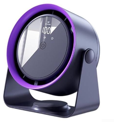 Ventilatore da tavolo, ventilatore da parete per uso domestico, con ricarica USB, per circolazione dell'aria senza pale, comodo da caricare, senza foglie, ideale per alleviare il caldo (grigio)
