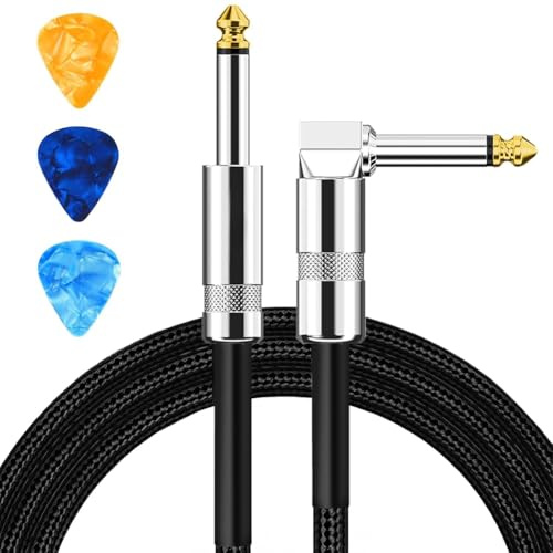 Asyduey Câble de Guitare Cordon de Guitare 10 Pieds Cordon D'Ampli de Guitare pour Guitare Basse et Guitare Électrique/Clavier/Mandoline, Câble Audio