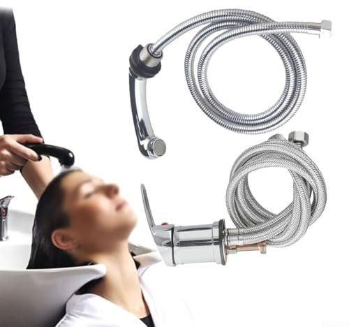 Shampoo-Bett-Wasserhahn-Set, Mischbatterien und Handbrausenarmaturen, komplett verchromt, Einhandarmatur mit Handbrause, Friseursalon-Zubehör