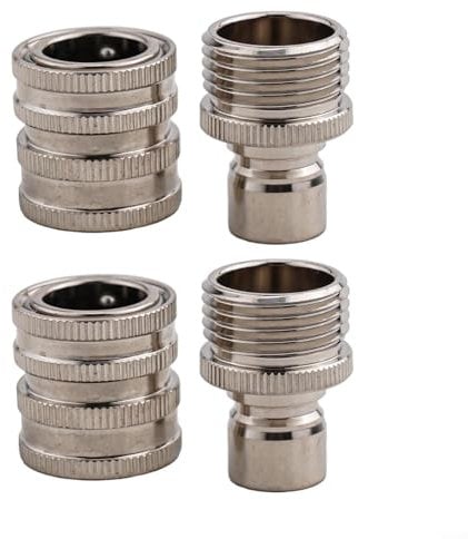 Easy to Use 4 Pack of Stainless Steel Garden Hose Quick Connectors with Secure Connections