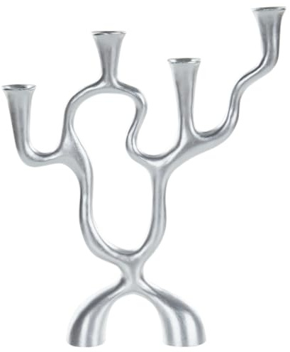 Kerzenständer für 4 Kerzen Metall Silber Kerzenleuchter Famoes
