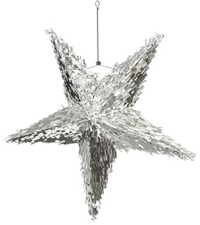 Piñata 68x68x30cm Stern - Party Dekoration zum Befüllen - Partyspiele für Kindergeburtstag Mädchen Geburtstag Hochzeit Party - Geburtstagsdeko Partydeko & Partyzubehör - Silber