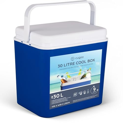 Cuqoo 30L Cool Box – Compact Insulated Ice Box for Camping, Beach, Travel & Picnics – Portable Cooler with Handle – Keeps Food & Drinks Cold for Hours – Lightweight & Durable Design (30L)
