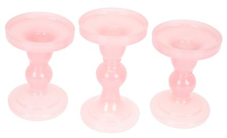MAGICLULU 3 Pezzi portacandele in piedistallo partite di grandi dimensioni Titolari Alto arredamneto casa oggettistica casa candelabro per soggiorno candelabro in Bicchiere rosa
