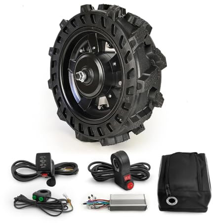 L-faster 16inch Agriculture Solid Wheel 800W DC Brushless Hub Motor Conversion Kit for Electric Wheelbarrow Trolleys (Thumb throttle kit, 36V800W)